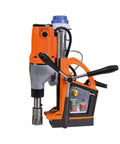 Magnetic Drill Press With Variable Speed For Metal Core Drilling, heavy duty design with side handle and power controls.