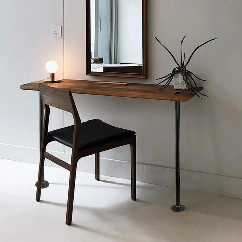 Industrial Grey Pipe Table Legs Set Of Four For Rustic Vintage Tables with wood desk and chair