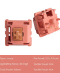 Close-up of Rosewood Mechanical Keyboard Switches 5 Pin 40gf Linear Pre Lubed Thocky Sound 4mm Travel For Gaming Keyboards