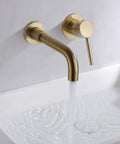 Wall Mount Bathroom Faucet In Brushed Gold With Single Handle And Brass Rough In Valve Solid Brass Construction CUPC Certified ASME