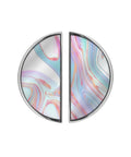 2 Pack Marble Pattern Cabinet Pulls in Brushed Nickel 3 Inch Hole Center semicircle design with colorful swirls