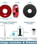 Contents of 18mm Red Flat Black Bolt Washer Kit For Widebody Fender Flares Stealth Aluminum Hardware Pack including washers and bolts
