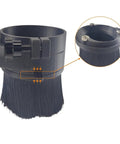 Pro Grade Cnc Spindle Dust Shields Featuring Tough Detachable Bristles That Mop Up Nasty Sawdust Like A Champ While Locking In Motor Life For Your 300W And 500W Router Machines detailed view of brush attachment with black bristles.