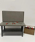 One To Twelve Scale Wooden Dollhouse Workbench With Tools And Accessories For Miniature Dioramas Garage And Garden Furniture Kit