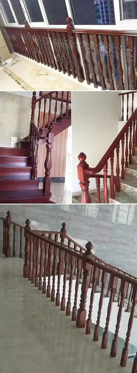 Heavy Duty Wood Stair Balusters And Deck Railing Spindles 95 Cm Height Hella Sturdy Porch Column Posts For Outdoor Patio Staircase Handrail System, polished wooden balusters on staircase.
