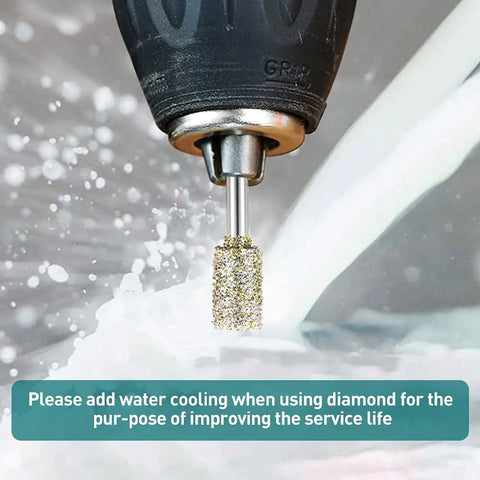 Heavy Duty Diamond Grinding Burrs And Drill Bit Set 20 Piece Rotary Tool Accessories With Standard 1/8 Inch Shank for wet use on diamond bits.