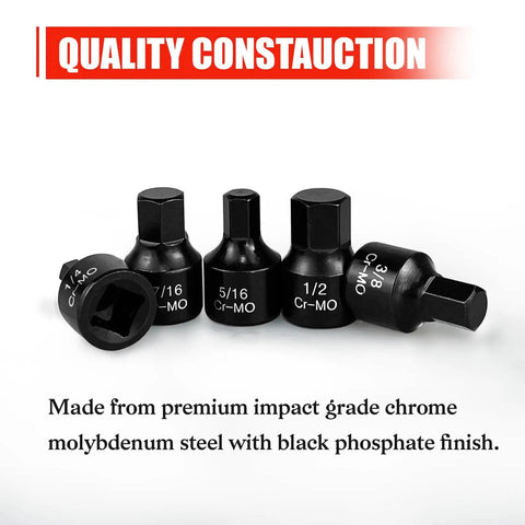 Low Profile 16 Piece Impact Hex Driver Set SAE And Metric Quarter Inch To Three Quarter Inch 6mm To 19mm Cr-Mo Steel Hex Bit Socket Set