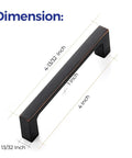 Solid 4 Inch Kitchen Cabinet Handles Square Drawer Pulls Oil Rubbed Bronze Set Of 30, Durable Hardware dimensions shown