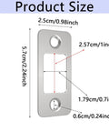 Diagram of Stainless Steel Round Corner Deadbolt Strike Plate, 1 Inch By 2.25 Inch, showing measurements and dimensions.