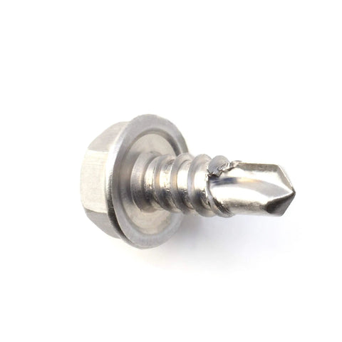 Heavy Duty Hex Head Self Drilling Screws Size 10 Half Inch Long Made From Tough 410 Stainless Steel Mounts On Metal Drywall Or Plastic Offering No Sweat Installation And Dang Solid Grip For Weekend Fixes In A 100 Pack