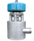 Beast 500W Micro Hydroelectric Turbine Generator with blue top for outdoors, showing inlet connection for off-grid power