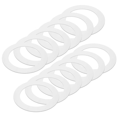 6 Inch White Goof Rings For Recessed Lights Trim 12 Pack Quick Fix For Nasty Drywall Cuts And Oversized Holes, set of white plastic rings.