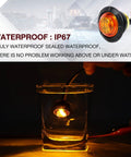 3/4 Inch Mount Amber And Red LED Clearance Bullet Side Marker Lights Pack Of 20 for trailers, waterproof testing in water