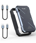 2TB Portable SSD Ultra Fast With Beast Speeds 2050 MB Per Second USB 3.2 Gen2 Type C External Solid State Drive IP68 Water And Dust Resistant, Shockproof For Cameras, Smart TV, iPhone 16 And 15, Windows, Mac And Other Devices next to USB cables.