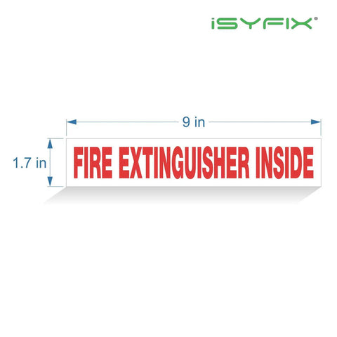 Fire Extinguisher Inside Sticker Sign 4 Pack 9 By 1.7 Inch Laminated Vinyl Peel And Stick Indoor And Outdoor Weatherproof UV Resistant