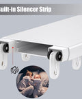 Ceiling Mounted Double Curtain Track System In Aluminum, White Finish, Silent Rails, 2.4m Length (7.9ft), Heavy-Duty Glide For Thick Curtain Panels Up To 88lbs. built-in silencer strip close-up