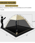 Image of a 10x10 Screen Tent With Removable Floor For Backyard Parties, Large Outdoor Gazebo With Mosquito Netting And Sunproof Canopy, 360 Degree Ventilation, Easy One Person Setup, Durable Outdoor Shelter For Camping And Events with dimensions and size illustration.