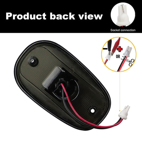 Back view of Cab Roof Marker Lights With Smoked Lens And 16 Amber LEDs For Dodge Ram 1500 2500 3500 2003 Through 2016 with wiring detail