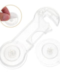 Kid Proof Cabinet And Drawer Locks 10 Pack ABS Latches with adhesive installation shown in transparent design close-up