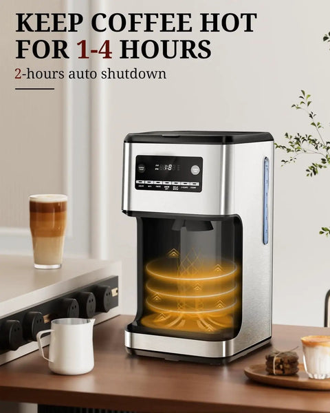 14 Cup Programmable Drip Coffee Maker With Timer Keep Warm Plate Auto Pause Reusable Filter Self Cleaning Stainless Steel Carafe And Large Borosilicate Glass Pot No Fuss Easy To Use on kitchen counter