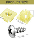 Top Shelf Heavy Duty License Plate Fastener Kit Featuring 20 Pcs Rust Resistant Stainless Steel Screws And No Sweat Nylon Screw Inserts Universal Car Truck Mount sizes for screw and nylon inserts.