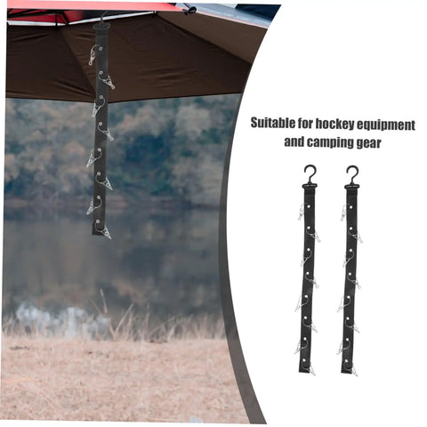 2 Piece Hockey Equipment Drying Rack Gear Straps Portable Hanging Organizer For Skates Helmets Shinguards Keeps Pads Off Floor Moisture Free Easy Storage Solution For Home Or Team Locker with hooks.