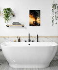 Bathroom with Vintage Steam Locomotive Sunset Aluminum Metal Sign Eight By Twelve Inch Dope Retro Railway Wall Art on wall