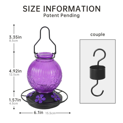 Outdoor Hummingbird Feeder With Perch And Five Flower Feeding Ports 23 Oz Nectar Feeder For Backyard Garden Patio Hanging Hook