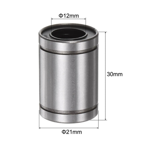 Badass LM12UU Linear Ball Bearings 12mm Bore 21mm OD Built Damn Tough With 30mm Length Metric Double Seals close-up view.