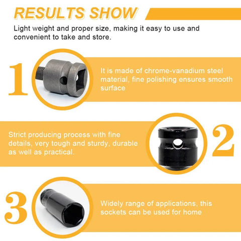 Beefy Impact Wrench Socket Set Made From Gnarly Chrome Vanadium Steel For Ruff Garage Jobs, chrome-vanadium socket with smooth surface.