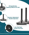 Heavy Duty M10 Swivel Leveling Feet With T Nuts And Lock Hardware Dead Easy Adjustable Furniture Legs For Cabinets Sofas Tables Tough As Nails Black Riser Kit showing strong bearing capacity and non-slip base.
