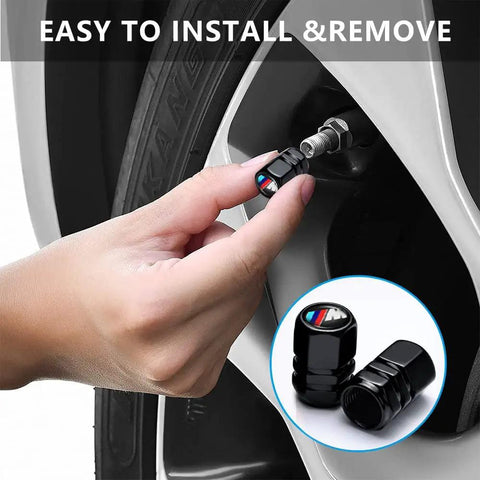 Installing BMW M Keyring And 4 Pack Dope Valve Stem Caps Car Keychain Set For M2 M4 M5 M6 M8 X1 X2 X3 X5 X6 M135i M240i Z4 328i X7 Black Copper Die Cast Waterproof Rust Resistant