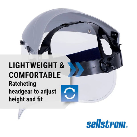 Side view of Advantage Face Shield With Crown And Ratchet Headgear Pro Grade Lightweight Protective Mask For Grinding Cutting