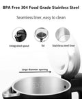 Compact 0.8L Electric Kettle Stainless Steel 800W Fast Boil Auto Shut Off Portable Water Boiler interior view with lid open