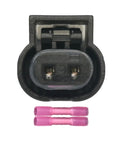 Solid As A Rock Battery Current Sensor Connector Pigtail Plug For Chevy Silverado Equinox Cruze And Gmc Terrain Yukon Sierra 2Pin close-up view with terminals.