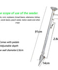 Seed Sower And Fertilizer Applicator For Gardens, Handy Manual Seeder And Vegetable Planter For No Bend Sowing, 91cm, steel