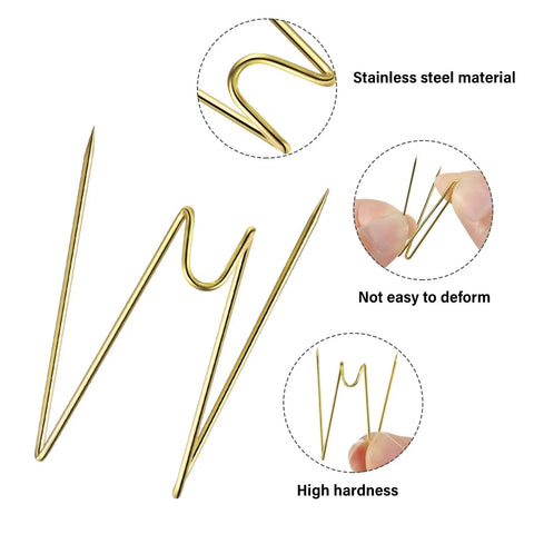 Super Slick Gold Cubicle Hooks For Fabric Partition Walls Tough Stainless Steel Wire Clips, 36 pack stainless steel hooks, durable design.