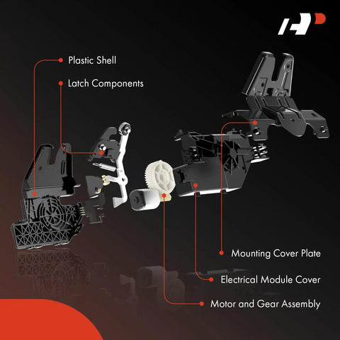Exploded view of trunk latch actuator with lock cable for Lexus IS F 2008-2014 Sedan, showing plastic shell and latch components.