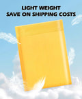 Yellow Kraft Bubble Mailers 3.5x5 Inch Inner, 3.5x6.7 Inch Outer Self Sealing Padded Envelopes displayed against sky