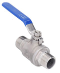 Badass 3/4 Inch 304 Stainless Steel Ball Valve With Npt Male Threads Top Shelf Rust Proof Design For Water And Oil Lines, blue handle.