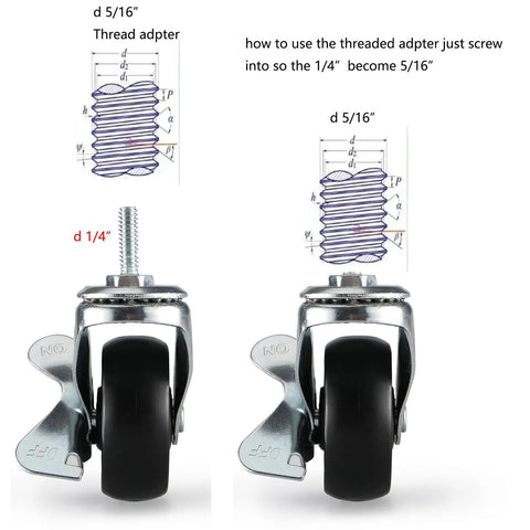 Set Of 4 Wire Shelf Caster Wheels For 0.75 Inch Post Shelving Posts, Replacement Metal Rack Castors, installation diagram