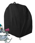 Heavy Duty Miter Saw Cover Waterproof Dust Shield Top Shelf Shop Bag with drawstring locks, snug fit around miter saw.