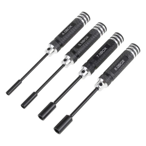 4 Piece Hex Nut Key Socket Set For RC Hobbyists Cars Trucks Boats And Planes Includes 4.0mm 5.5mm 7.0mm 8.0mm Sockets