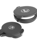 Alumina Flip-Back Lens Cover Kit For 40mm Objective And Eyepiece - Standard EP - Fits Post-2004 Riflescopes, Includes Eyepiece And Objective Covers, Durable Aluminum Construction For Quick Field Shield, closed and open