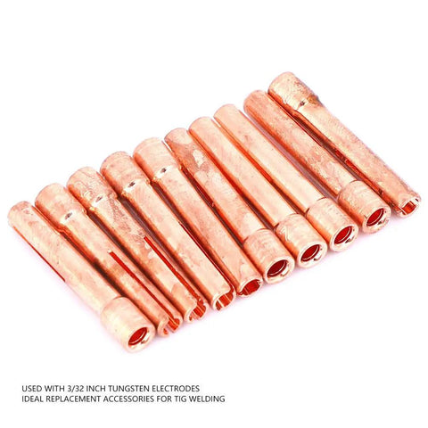 Copper Collets Set 13N23, 10 Pack For WP9 WP20 WP25 TIG Torches, Replacement Accessories For 3/32 Inch Tungsten Electrodes