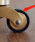 Built Ridiculous Solid Brass Casters, 1 Inch Swivel Wheel Casters With Heavy Duty Screw Stem, Nailed It Setup close-up of brass caster wheel.