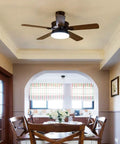 Top Shelf Nordic Wood Ceiling Fan Chandelier With Remote Control Three Color Temperature Adjustable Led Lights Sleek Crystal Shade Plus Smooth Home Refresh in dining area.