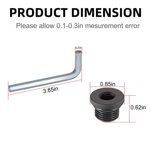 Front Gearcase Fill Plug For Ranger RZR General Sportsman And Scrambler UTVs dimension diagram with tool and measurements.