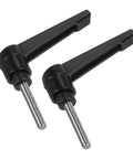 2 Pieces Clamping Lever Handles M5 By 30mm 304 Stainless Steel Threaded Male Stud, black, used for clamping jigs and fixtures.
