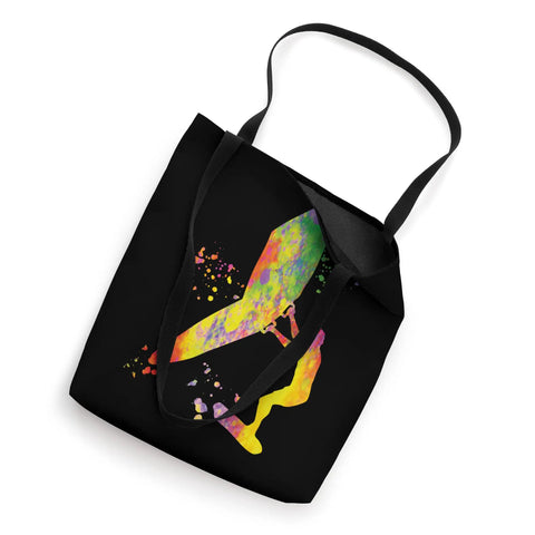 Colorsplash Watercolor Wing Foil Tote Bag For Wingsurfing And Wingboarding Dope 16 By 16 Inch Carryall With Man Wingboard Design